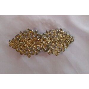 Vintage Revlon Gold-Tone Barrette With Ornate Filigree Design